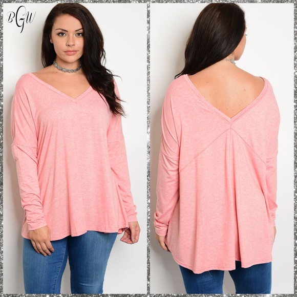 RESERVED Fav Plus Coral Long Sleeve Tunic - Picture 4 of 7