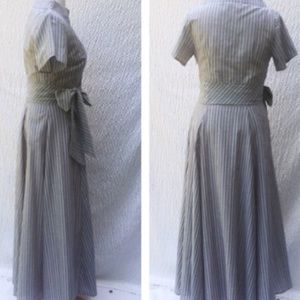 New Eshakti Gray/White Striped Fit Flare Maxi L14