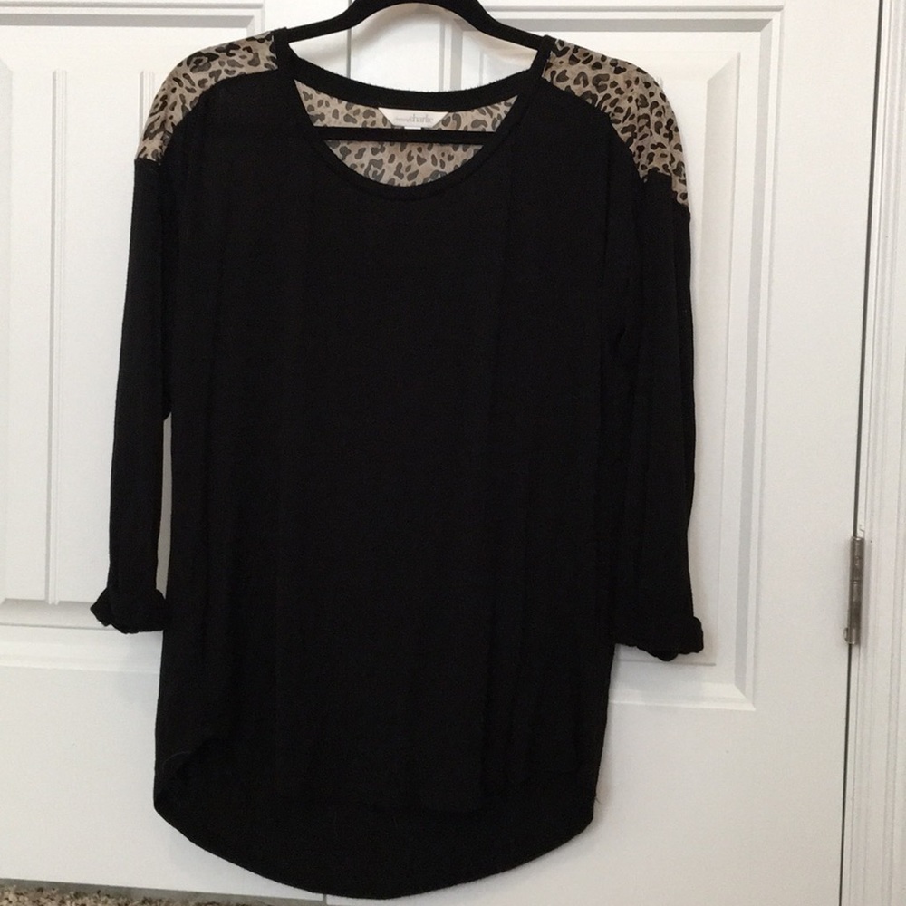 Black and animal print blouse
