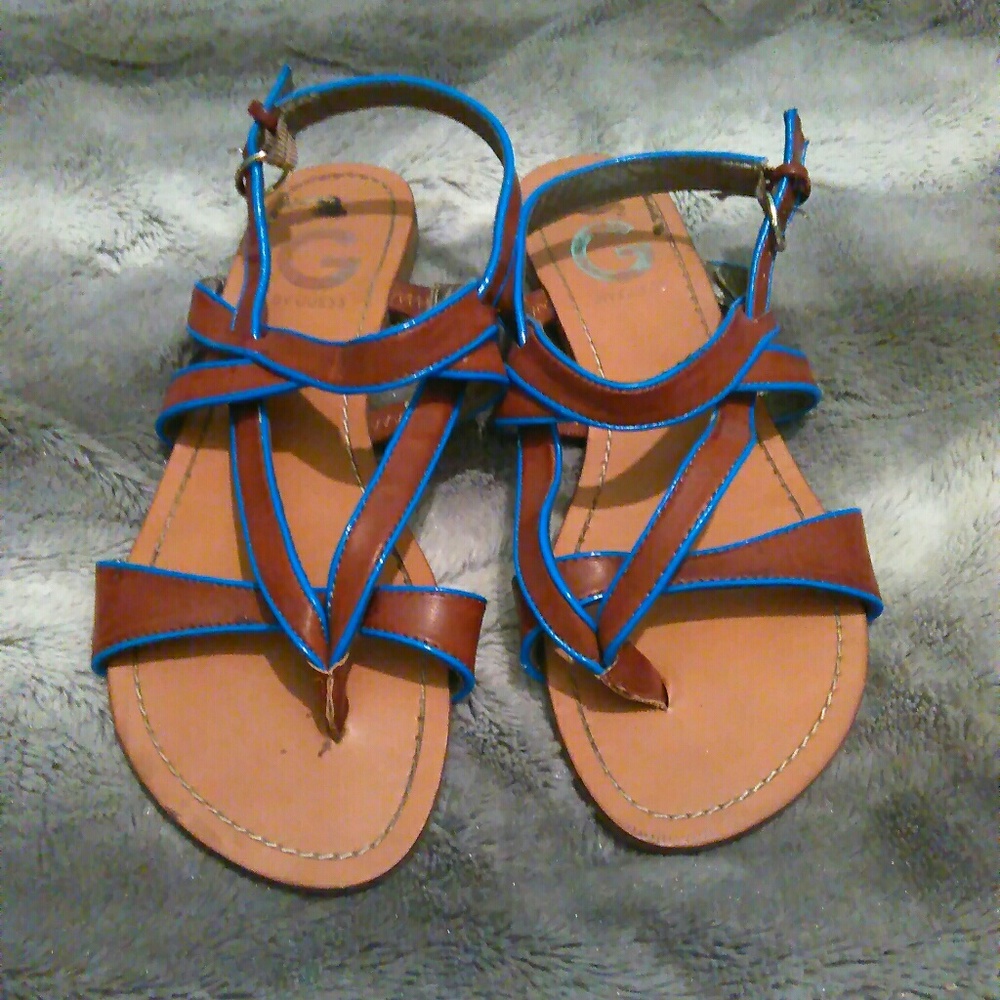 Blue brown guess gladiator sandal