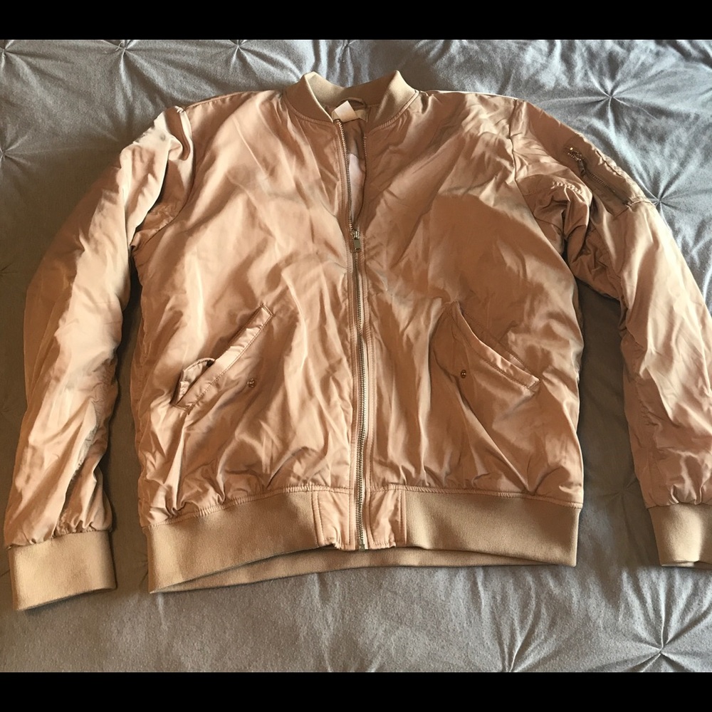 Puffy tan bomber jacket