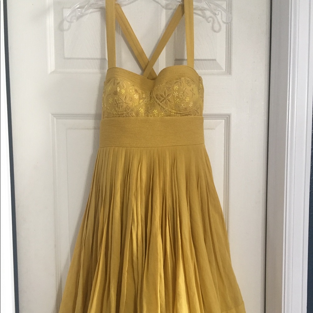 Anita dongre yellow anthro dress
