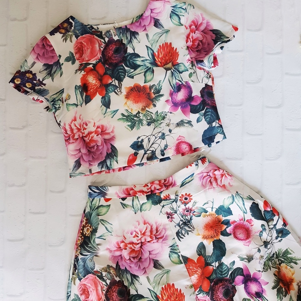 Floral skirt and crop top set