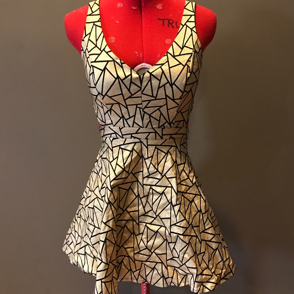 Gold & Black Mini Dress