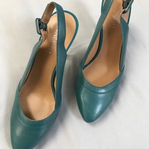 NEW Nine West teal sling back platform sz 6