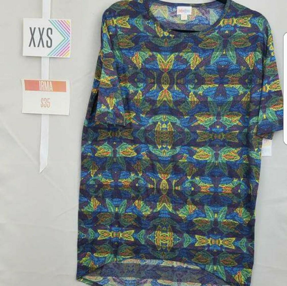 Xxs Irma green and blue lularoe