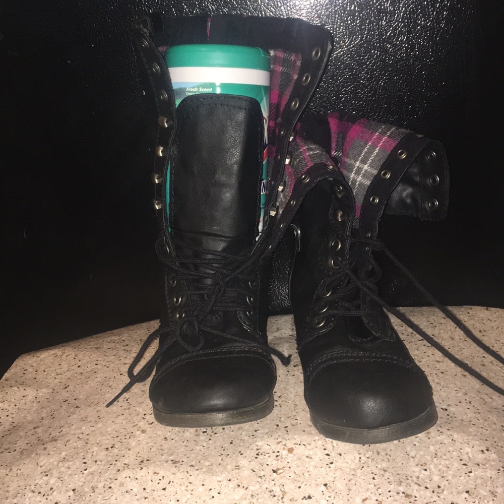 Black combat boots