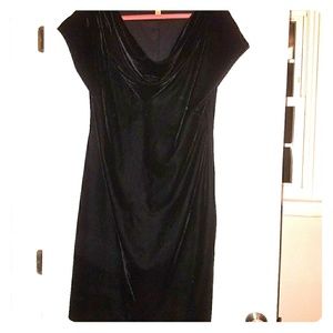 Crushed Velvet Little Black Dress with Cowl Neck