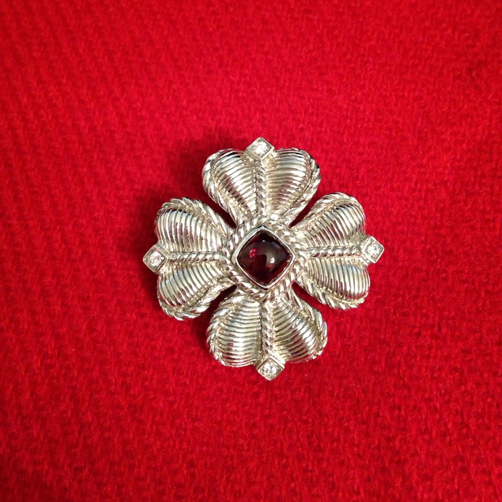 Judith Ripka Sterling Silver & Garnet Pin/Enhancer