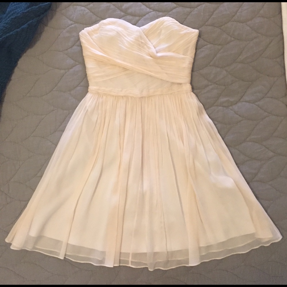 J Crew champagne chiffon sweetheart dress
