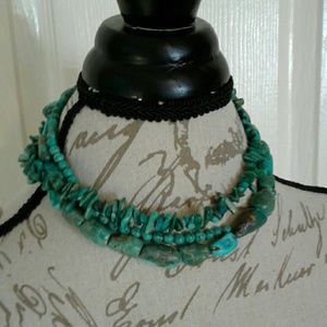 Three strand genuine turquoise necklace