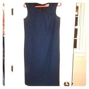 Vintage Style Blue Tweed Dress with Collar