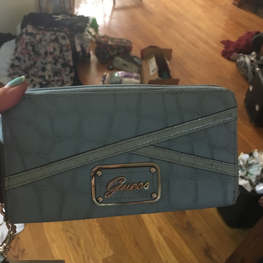 blue guess wallet