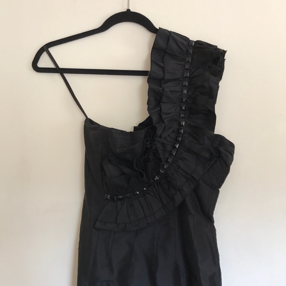 One Shoulder Ruffled Cocktail Dress - Picture 2 of 3