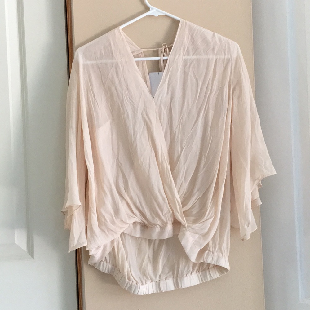 Chelsea flower pinkish nude top blower sz s