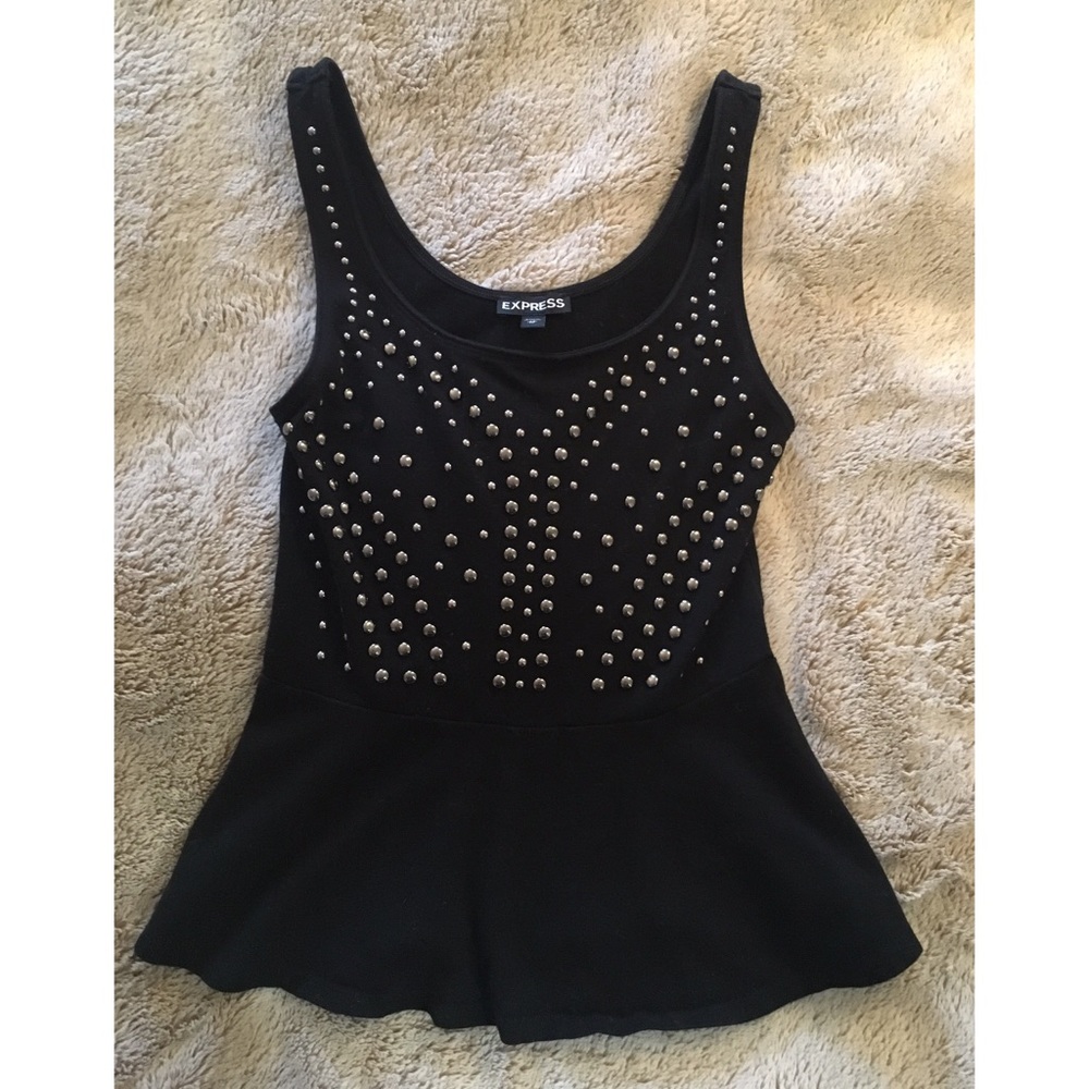 Black Embroidered Peplum Top