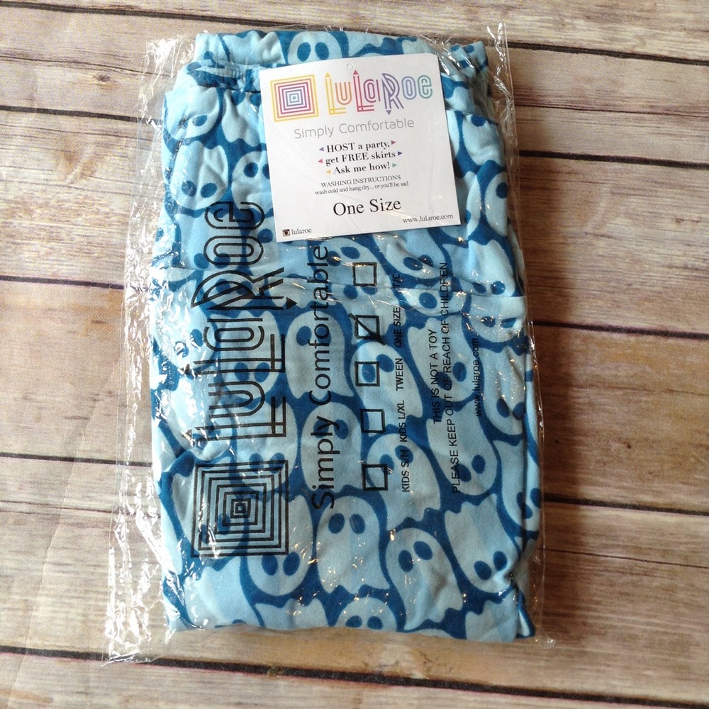 LuLaRoe OS Halloween ghost leggings blue