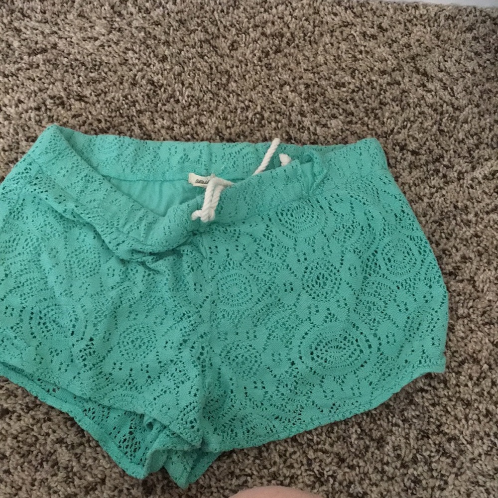Teal lace shorts
