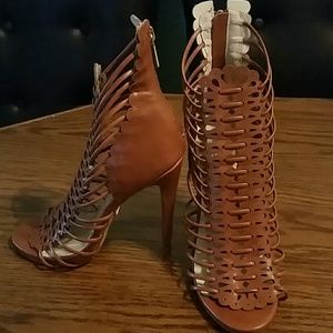 bebe brown leather heels