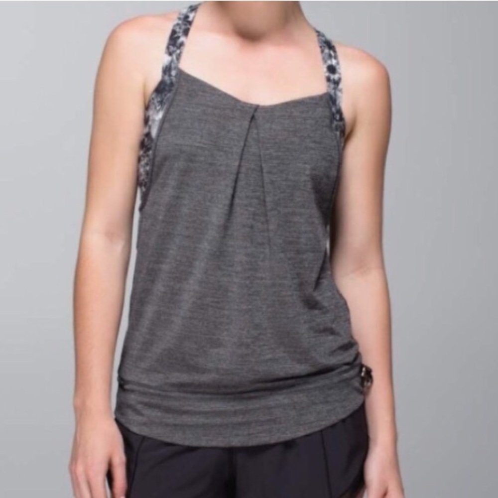 Lululemon rest less tank gray flowabunga