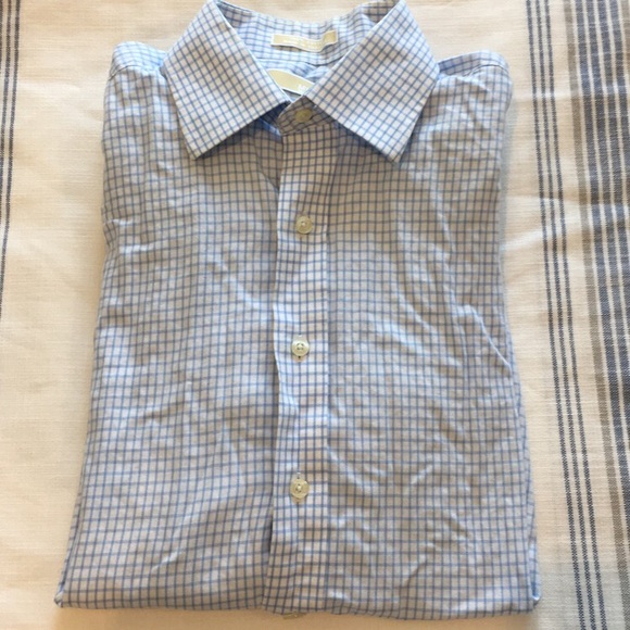 Michael Kors Blue Checkered Shirt (16.5 34/35) - Picture 1 of 4