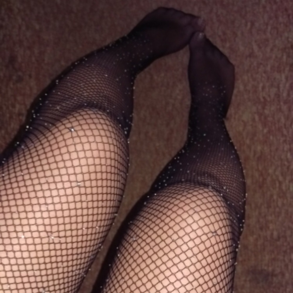 Crotchless Rhinestone Fishnet Open Crotch Tights - Picture 5 of 8
