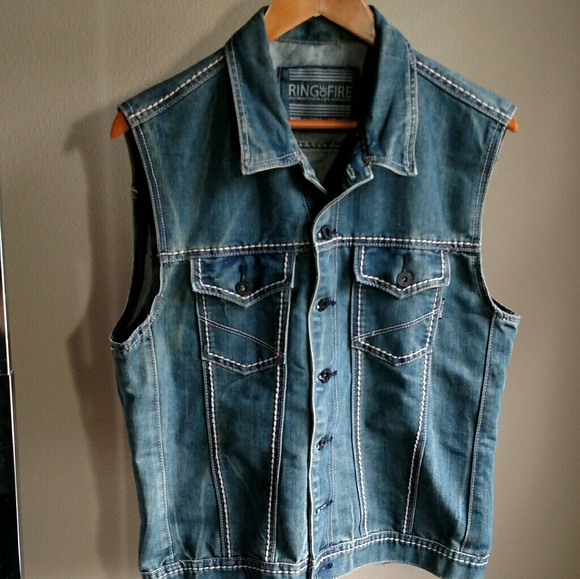 blue jean biker vest