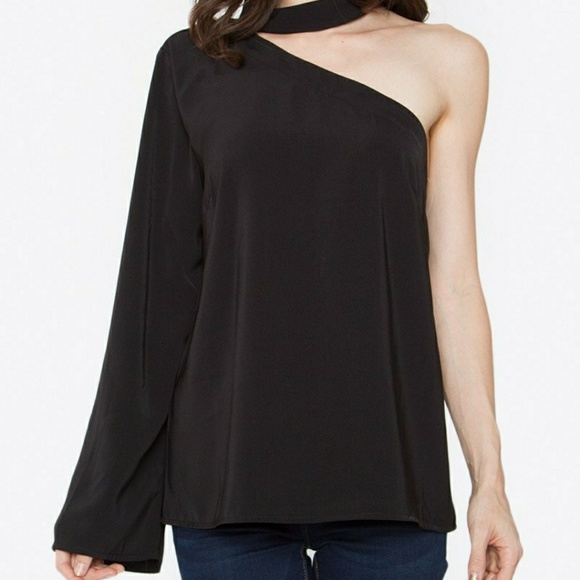 Sugarlips Tops - Cold Shoulder Blouse in black