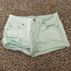 Teal jean shorts