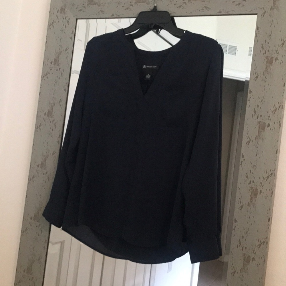 International Concepts pintuck swing Blouse {navy}