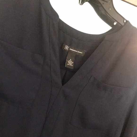 International Concepts pintuck swing Blouse {navy} - Picture 4 of 5