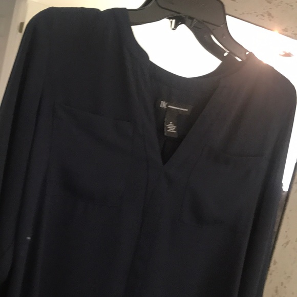 International Concepts pintuck swing Blouse {navy} - Picture 5 of 5