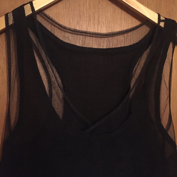Mesh Black Rouched Tank - Picture 2 of 5