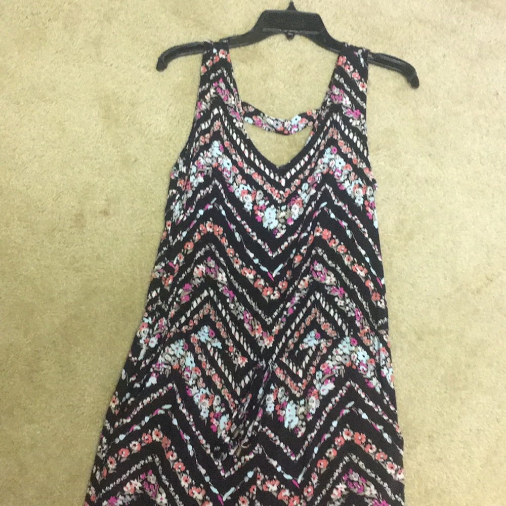 Black and multi color flower design jumpsuit
