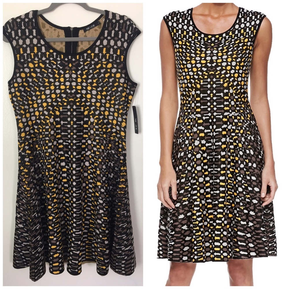 ✨SOLD✨NIC+ZOE Textural dots Knit dress (L) NWT