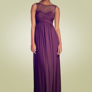 David's Bridal Plum Long Bridesmaid Dress