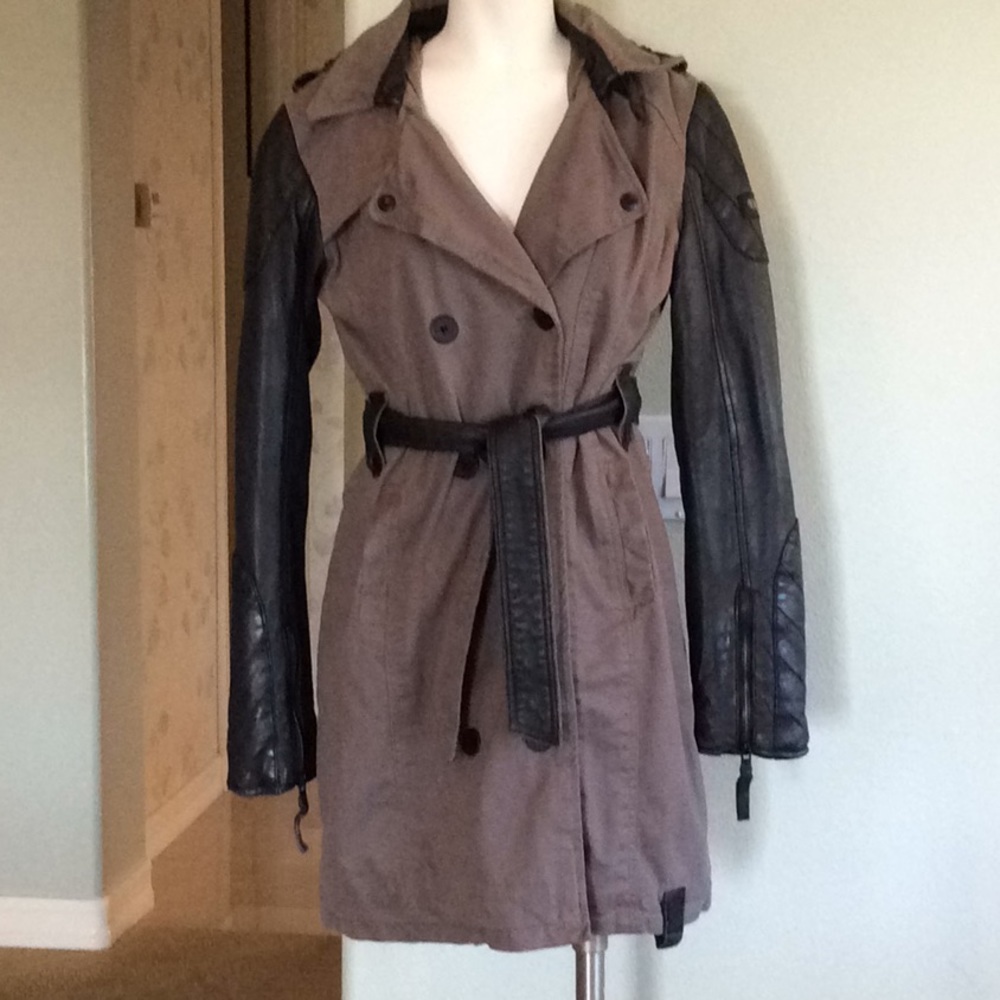 Women's Coat Leather/Canvas S NWOT