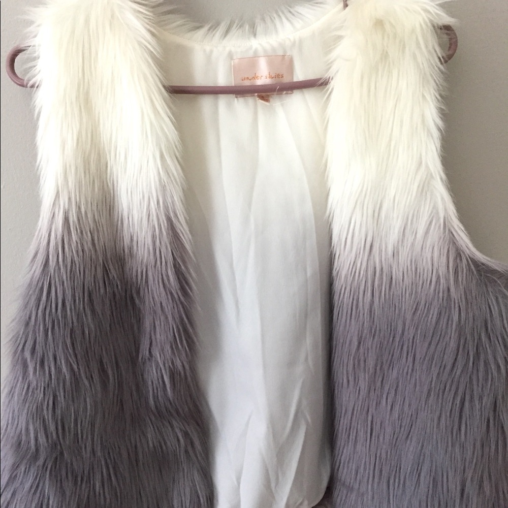 Cream and grey fur vest