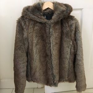Faux Fur Coat With Hood