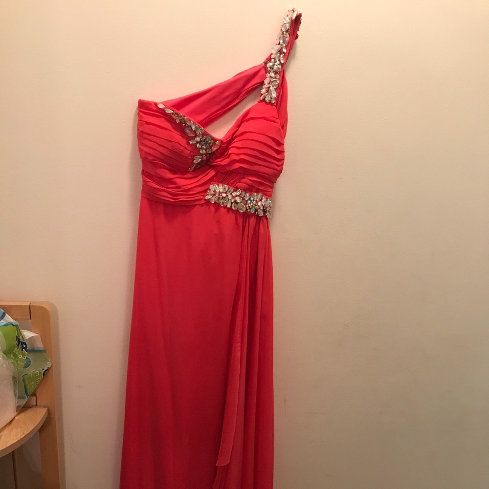 Peach Long Homecoming Dress