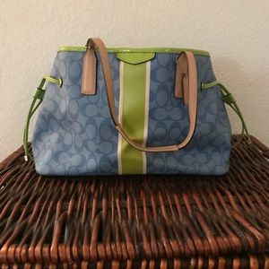 Coach Signature Stripe Drawstring Carryall