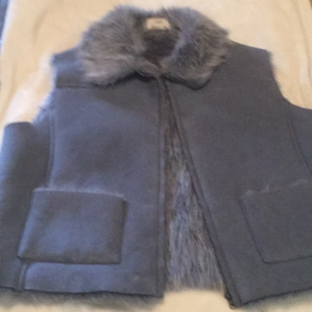 Suede faux fur vest