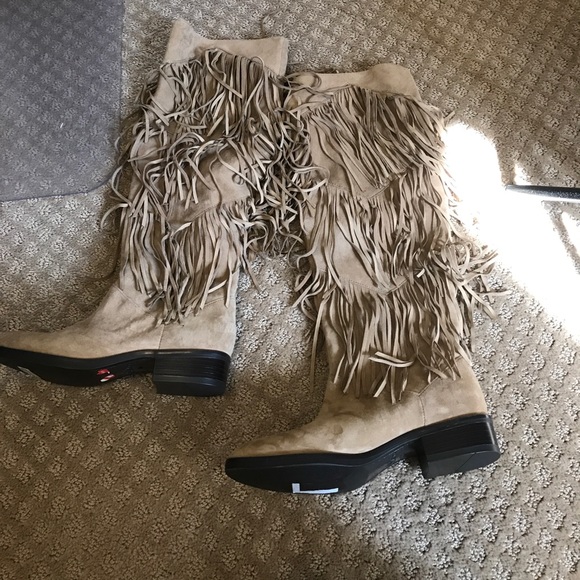 Sam Edelman Pedra Fringe Boot tan suede pull on - Picture 6 of 8