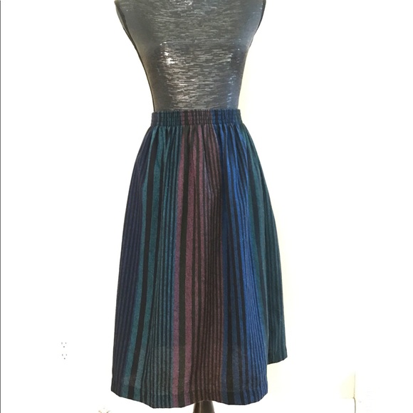 Vintage Dresses & Skirts - Vintage Wool Blend Striped Fall Skirt