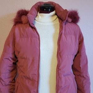 SJB active by St.Johns Bay Plum Faux Fur Hood