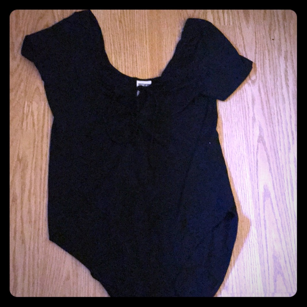 Black tie up body suit