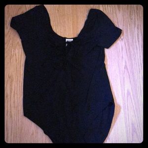 Black tie up body suit