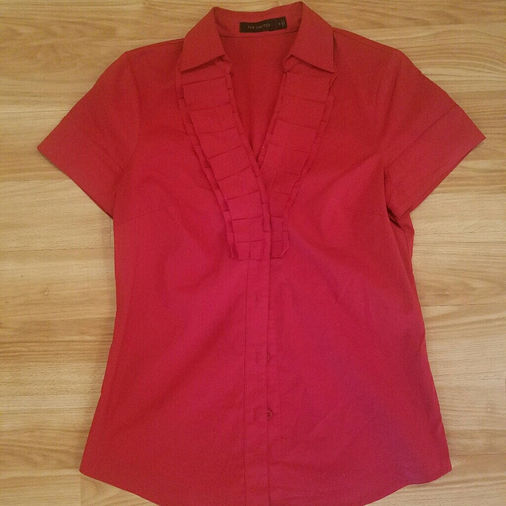 The Limited Button Up Dress Shirt Red Orange Sz S