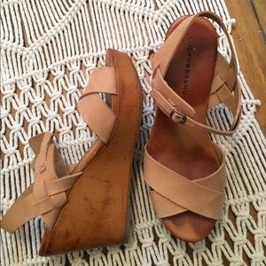 Lucky Brand leather platform wedges