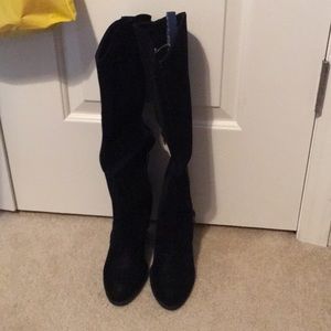 Black knee high suede boots